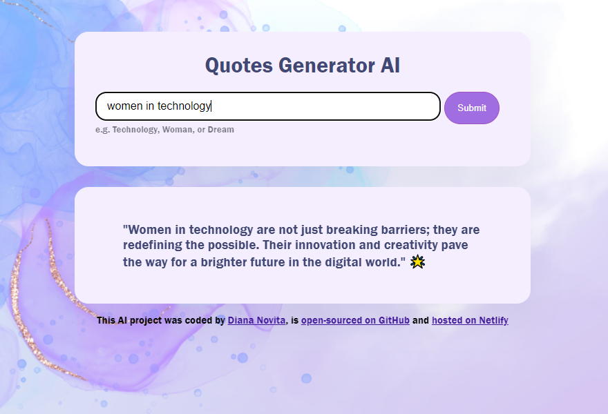 Diana's AI Quotes Generator Project