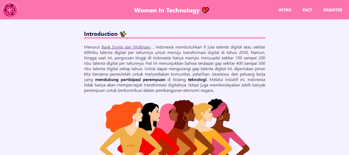 landing page women tech